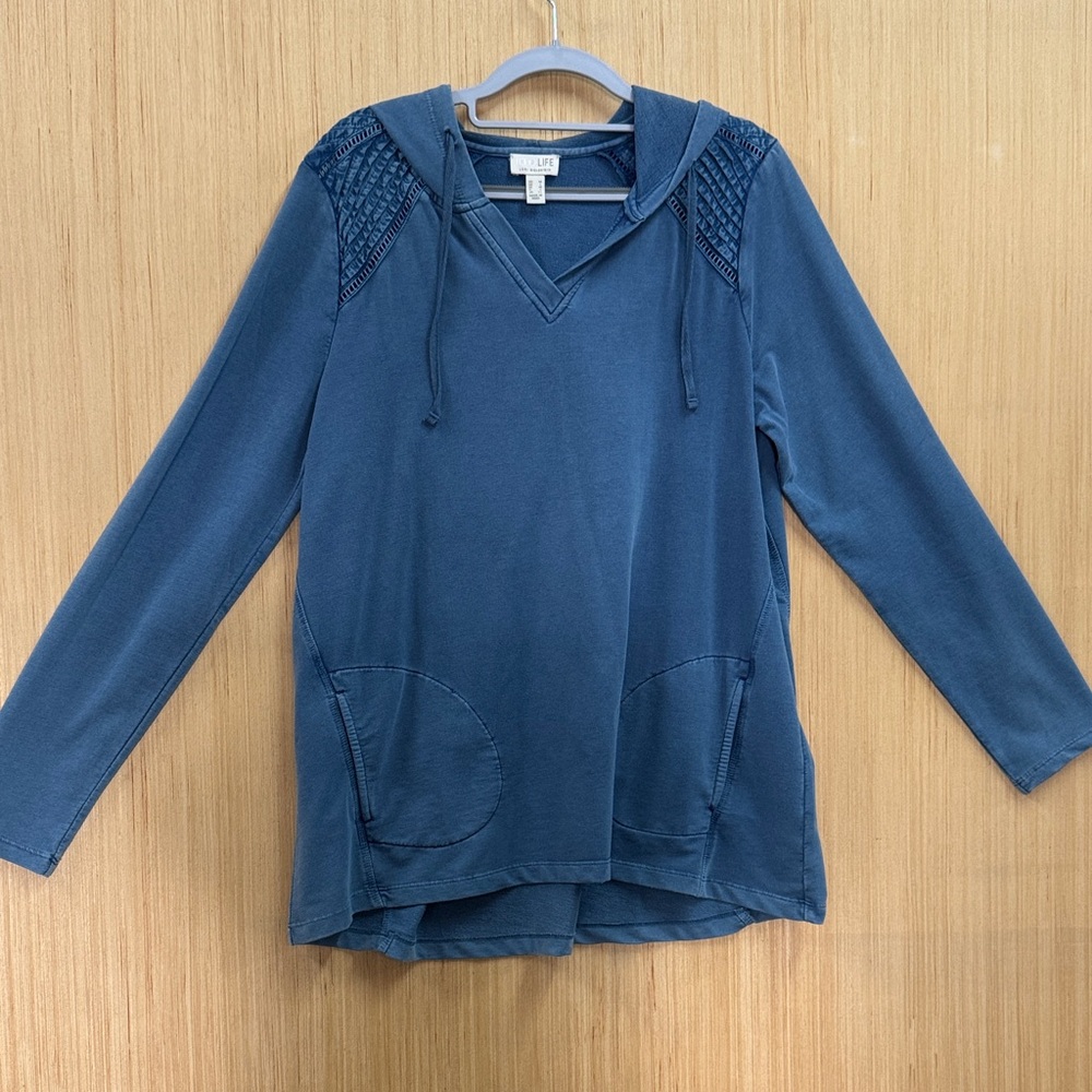 LOGO by Lori Goldstein Teal Hooded Sweatshirt and Pant set